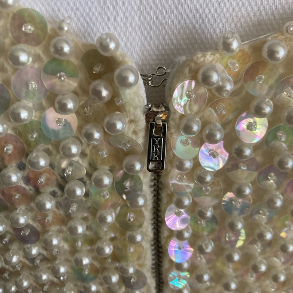 Vintage Pearl & Sequin Hand Beaded Wool Shell Tank Hong Kong WPL 3526 50’s/60's - Picture 10 of 15